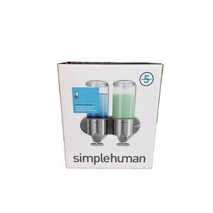Simplehuman Wall Mount Shampoo and Soap Dispensers Stainless Steel Twin New